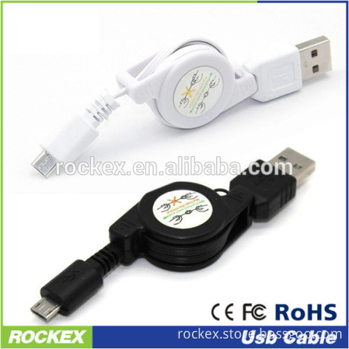 Retractable micro usb cable retractable for mobile phone charging and data transfer